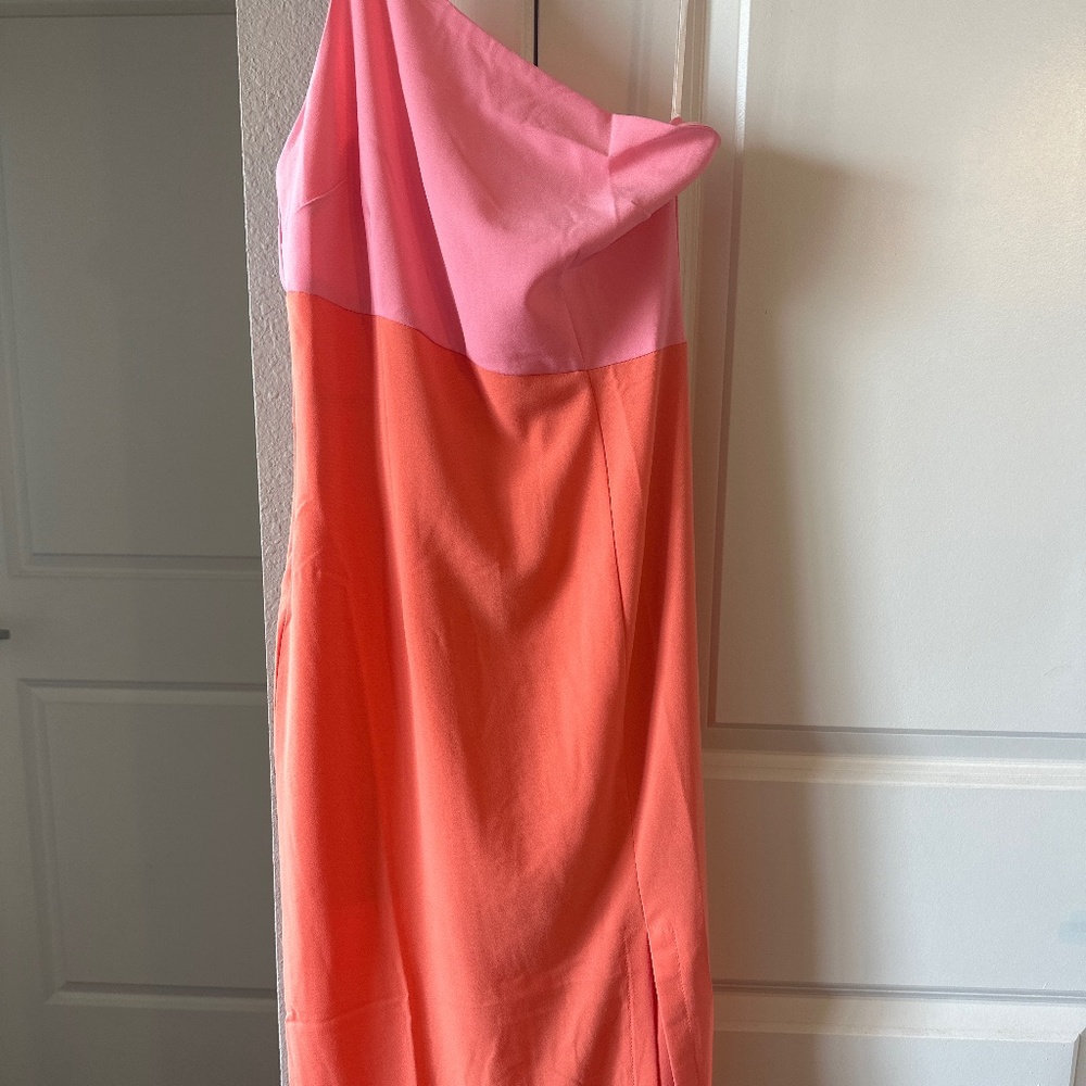 Pink/Orange Midi Dress